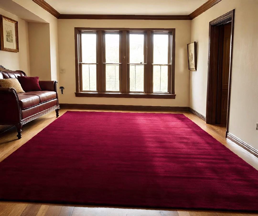 Layering Rug Maroon Hand-tufted Solid Maroon Wool Area Rug Large Area Minimalist, Living ...
