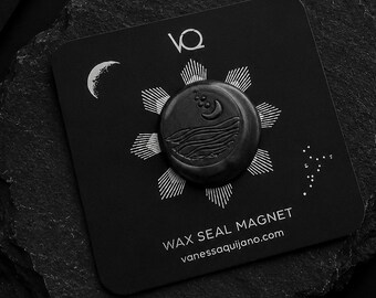 SEASCAPE WAX SEAL Magnet | Ocean & Moon Magnet | Coastal Decor | Teacher Gift | Desk Accessory | Handmade Gift