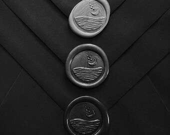 PREMADE SEASCAPE WAX Seals | Self‑Adhesive Wax Stickers for Invitations & Packaging