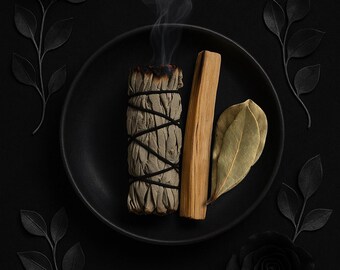 SMOKE CLEANSING RITUAL Kit | White Sage & Palo Santo | Botanical Gift Set