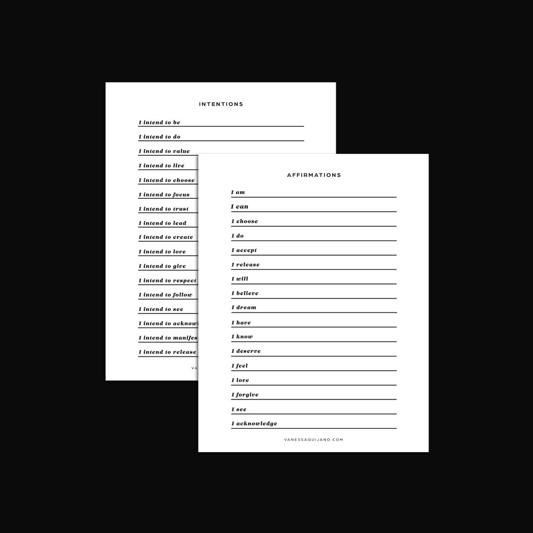 Affirmations Intentions Setting Bundle Worksheet Light Mode - Etsy