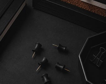 Matte Black Push Pin Set, Set of 5, Decorative Corkboard Tacks, Glass Bottle