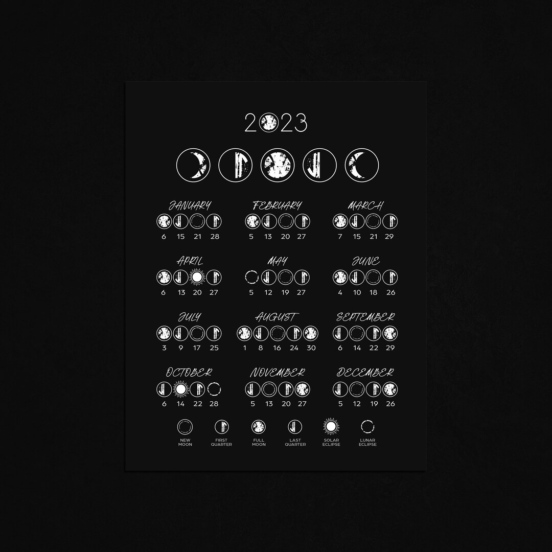 PREORDER 2024 LUNAR PHASE Calendar Silver Foil Prints Moon Etsy