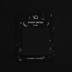 BLACK STICKY NOTES, Sticky Memo Pad, Notepad, Black Stationery, Minimalist Office Supplies, Sticky Pad, Teacher Art Supplies