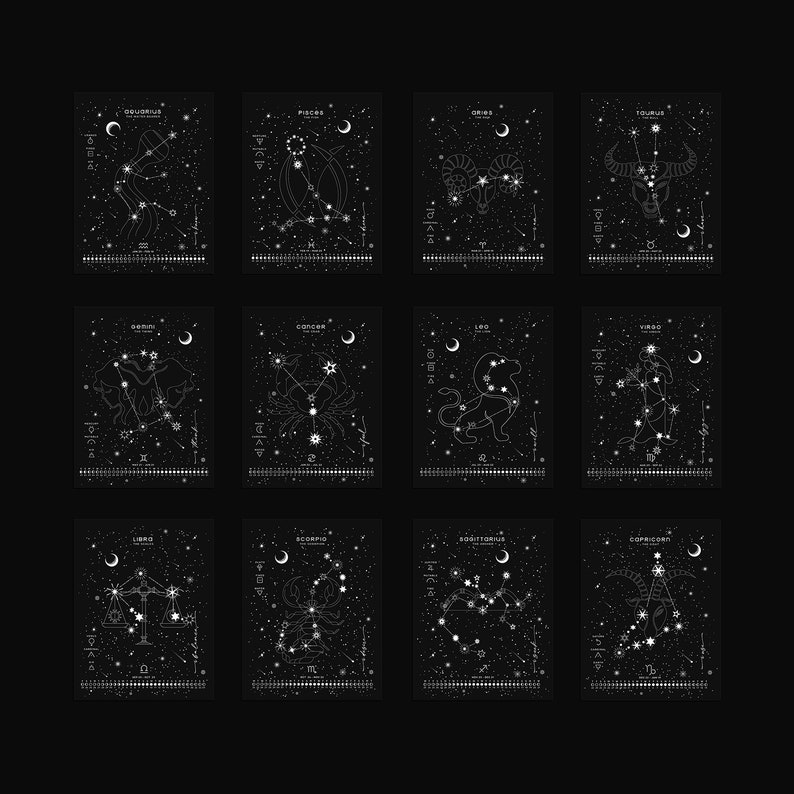 PREORDER 2023 ZODIAC CONSTELLATIONS Calendar Silver Foil Etsy