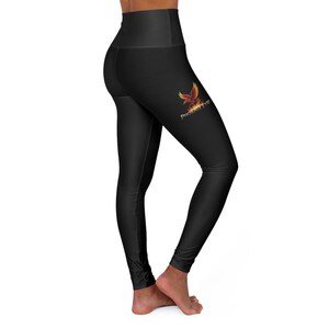 Phoenix Fyre Black Leggings | Fire Graphic Yoga Apparel | Unique Trendy Workout Pants