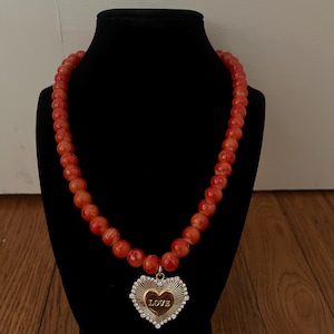 Beaded Heart Pendant Necklace