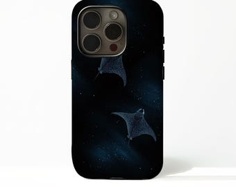 Navy Blue Ocean Ray Phone Case for iPhone 17 Pro Max 16 15 Plus 14, Samsung S26 Ultra S25 FE S24 S23, Pixel 10A Sea Life Cover