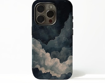 Starry Sky Case Dark Clouds with Moon Aesthetic Cover for iPhone 17 16 15 14 13 12 11 Plus Pro Max MagSafe S25 S24 S23 S22 Plus and Ultra