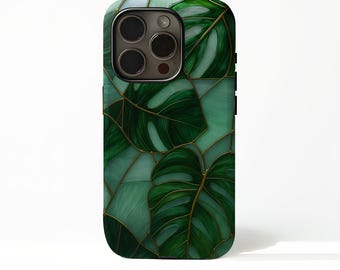 Stained Glass Monstera Leaf Phone Case