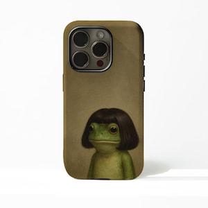 Cartoon Frog with Wig Phone Case, Quirky iPhone Samsung Cover