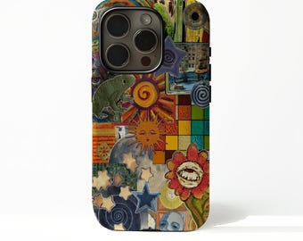 Retro Whimsy Artistic Collage Phone Cases with iPhone 17 16 15 14 13 12 Plus Pro Max, Compatible with Samsung S25 S24 S23 S22 Plus Ultra.