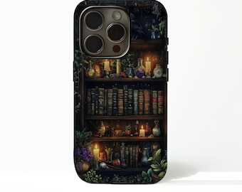 Bookshelf Phone Case MagSafe | Book Lover Cover with iPhone 17 16 15 14 13 12 Plus Pro Max, with Samsung S25 S24 S23 S22 Plus Ultra.