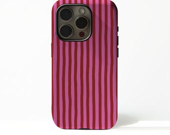 Esthetisch aantrekkelijk kleurrijk gestreept telefoonhoesje met iPhone 17, 16, 15, 14, 13, 12 Plus Pro Max, Samsung S25, S24, S23, S22 Plus Ultra.