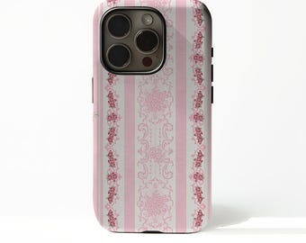 Funda para teléfono con estampado floral rosa y rosas sonrojadas.