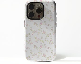 Funda para teléfono rosa con estampado floral, elegante diseño de flores.