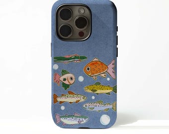 Custodia per telefono con pesci colorati, carina e divertente per iPhone 17 16 15 14 13 12 Plus Pro Max, compatibile con Samsung S25 S24 S23 S22 Plus Ultra.
