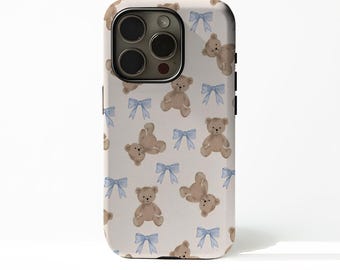 Coquette Bear Case, Coquette Phone Case with iPhone 17 16 15 14 13 12 Plus Pro Max, Compatible with Samsung S25 S24 S23 S22 Plus Ultra.