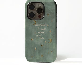 Green Celestial Phone Case, Moon and Stars Magic Cover, Vintage Mystical Aesthetic, iPhone 17 16 15 14 13 12 11 Pro Max, Samsung S26 S25