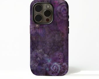 Purple Floral Starry Night Phone Case for iPhone, Samsung Galaxy (Glossy/Matte)