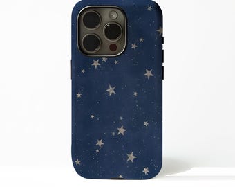 Capa Starry Sky Azul Escuro com Estrelas Noturnas para iPhone 17 16 15 14 13 12 Plus Pro Max, compatível com Samsung S25 S24 S23 S22 Plus Ultra.
