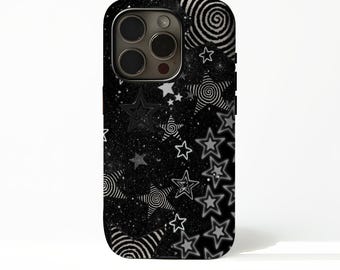Funda Grunge Star para iPhone, con un diseño psicodélico oscuro de estrellas, compatible con iPhone 17, 16, 15, 14, 13, 12, 11 Plus, Pro Max, MagSafe, S25, S24, S23, S22 Plus y Ultra.