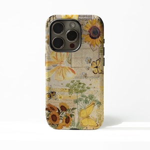 Pastoral-style yellow floral patchwork phone case,with iPhone 17/16/15/14/13/12 Plus Pro Max, Samsung S25/S24/S23/S22 Plus Ultra.