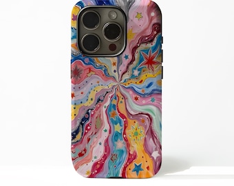 Psychedelic Starburst Case Trippy Cosmic Swirl Art Design with iPhone 17 16 15 14 13 12 Plus Pro Max and Samsung S25 S24 S23 S22 Plus Ultra