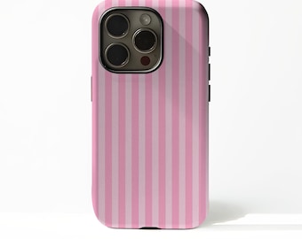 ピンクのストライプが美しい携帯ケース、iPhone 17/16/15/14/13/12/11 Pro MaxとSamsung Galaxy S25/S24/S23/S22/S21用のシンプルでスタイリッシュなケース