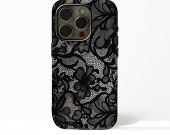 Black Lace Bride Pattern Stockings phone case, compatible with iPhone 17/16/15/14/13/12/11 Pro Max and Samsung Galaxy S25/S24/S23/S22/S21