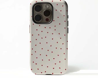 Simple Red Heart Slim/Tough Phone Case Cover for iPhone 17 16 15 14 13 12 Plus Pro Max, compatible with Samsung S25 S24 S23 S22 Plus Ultra.