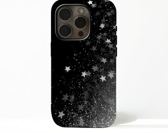 Funda para teléfono con estrella grunge negra, patrón de estrella psicodélico oscuro, con iPhone 17/16/15/14/13/12/11 Pro Max y Samsung Galaxy S25/S24/S23/S22/S21.