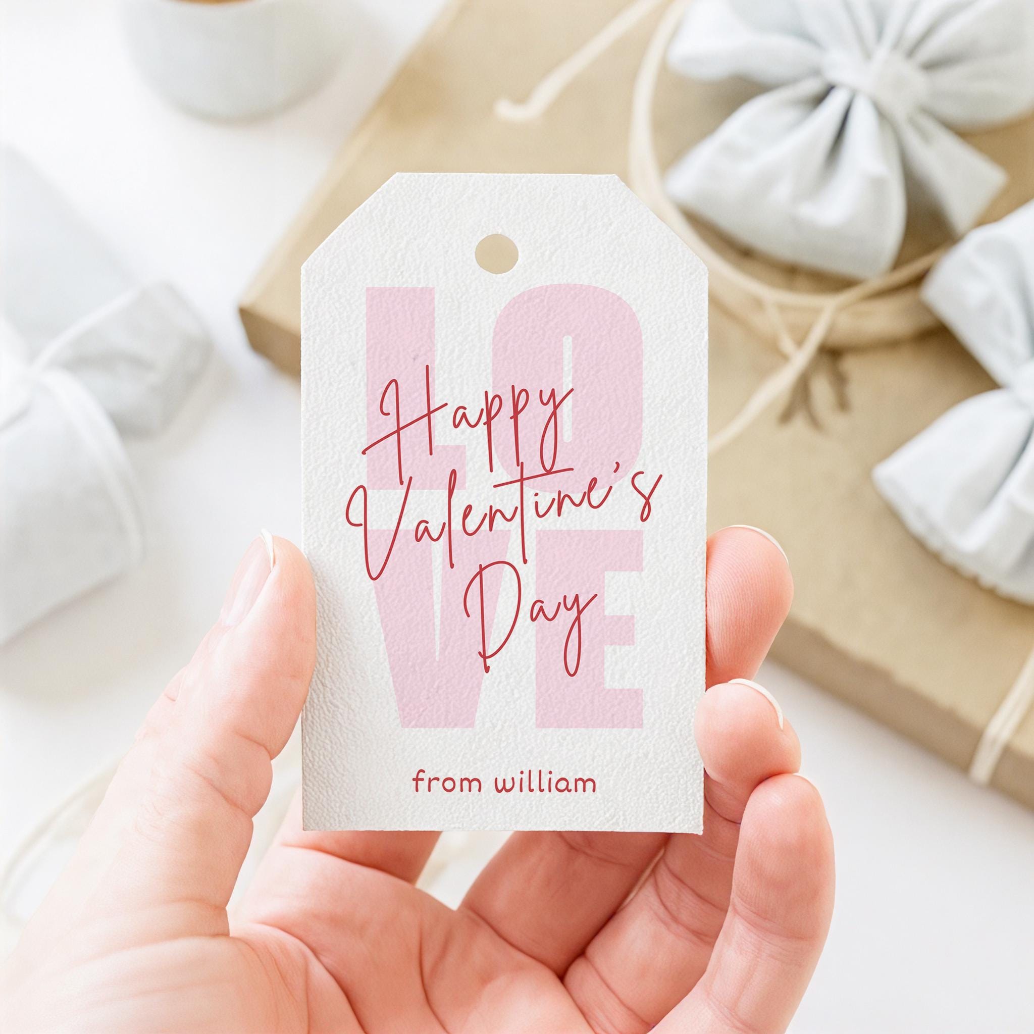 Editable Valentine's Day Gift Tag Template, Modern Valentines Day Tag
