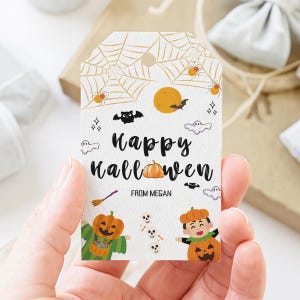Editable Happy Halloween Gift Tags Trick Or Treat Favor Tags DIY Halloween Gift Tag Personalized Download Printable Template
