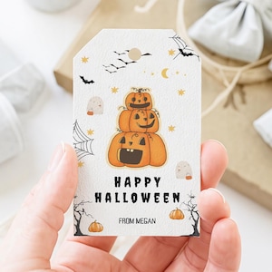 Editable Happy Halloween Gift Tags Trick Or Treat Favor Tags DIY Halloween Gift Tag Personalized Download Printable Template