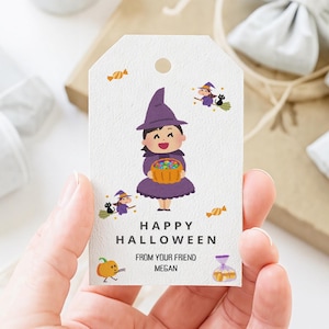 Editable Happy Halloween Gift Tags Trick Or Treat Favor Tags DIY Halloween Gift Tag Personalized Download Printable Template