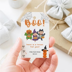 Editable Happy Halloween Gift Tags Trick Or Treat Favor Tags DIY Halloween Gift Tag Personalized Download Printable Template