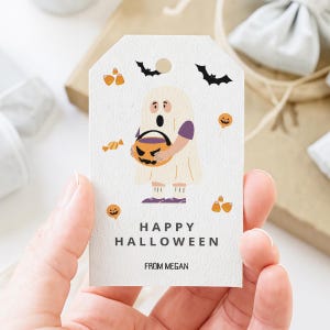 Editable Happy Halloween Gift Tags Trick Or Treat Favor Tags DIY Halloween Gift Tag Personalized Download Printable Template