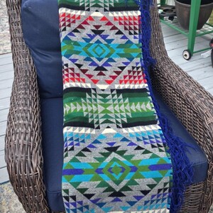 Sciarpa/coperta vintage in lana Pendleton Beaver State, 62 pollici, con frange geometriche, stile western, USA