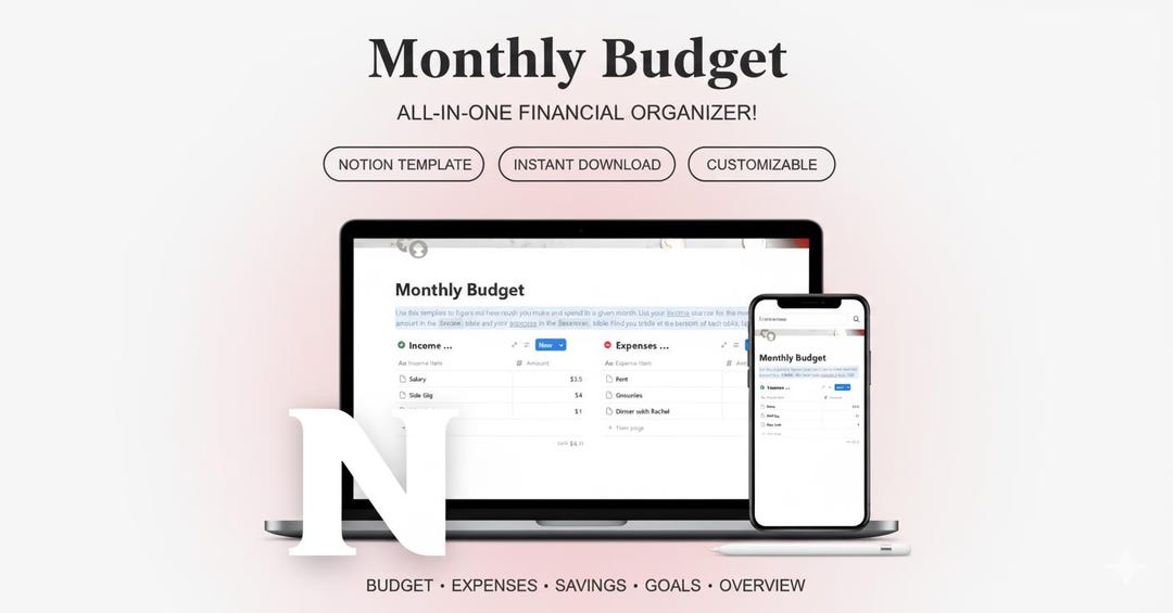 Minimalist Notion Budget Planner | Personal Finance Tracker Template ...