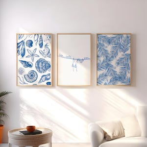 Coastal Print Set Of 3 // coastal gallery wall, summer wall art, beachy print set, bikini print, palm tree print, Coastal PRINTABLE WALL ART