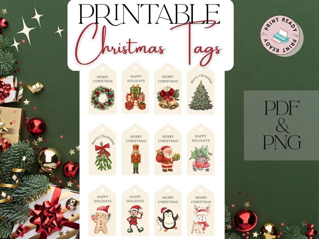 Printable Christmas Gift Tags – Holiday Present Wrap (digital Download ...