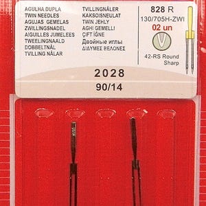 Singer Twin Sewing Machine Needles – 2 Pack, Size 90/14 (Model 828)