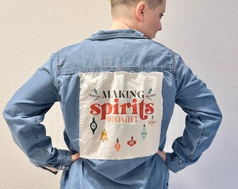 Making Spirits Bright Denim Christmas Carol Shirt