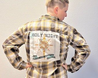 O Holy Night Yellow Christmas Carol Flannel Shirt