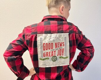 Good News of Great Joy Christmas Carol Flannel Shirt