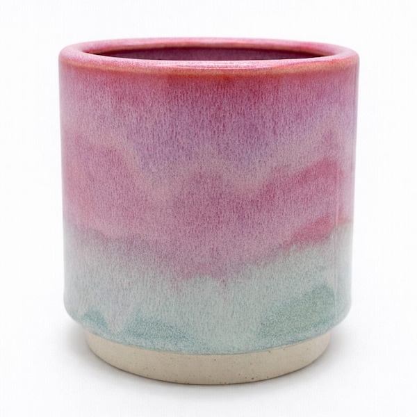 Handmade Ceramic Planter Pot, Warm Gradient Glazes — 4” Stoneware for Houseplants and Succulents