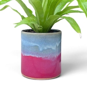 Colorful Ceramic Planter with Drainage Hole, Handmade Gradient Plant Pot, Tall & Wide Cylinder Planter, Cabana Collection