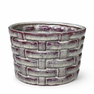 Basketweave Ceramic Planter Pot - Textured Terracotta Succulent Planter