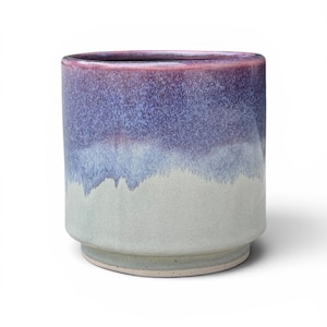 Coastal Jewel Tone Ceramic Planter — Purple, Green & Blue Gradient Stoneware 4” Pot